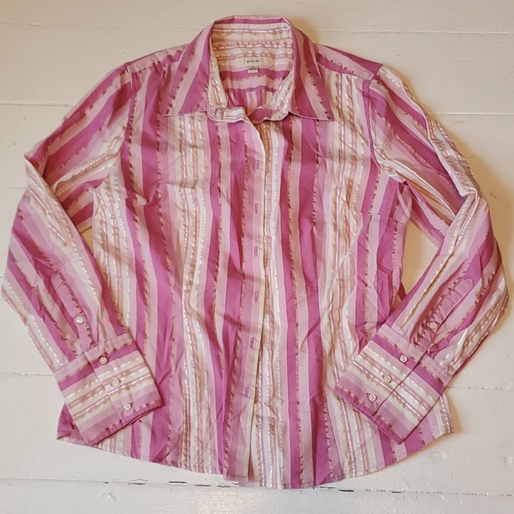 Merona Womens Pink/Gold Button Front Shirt, Lg